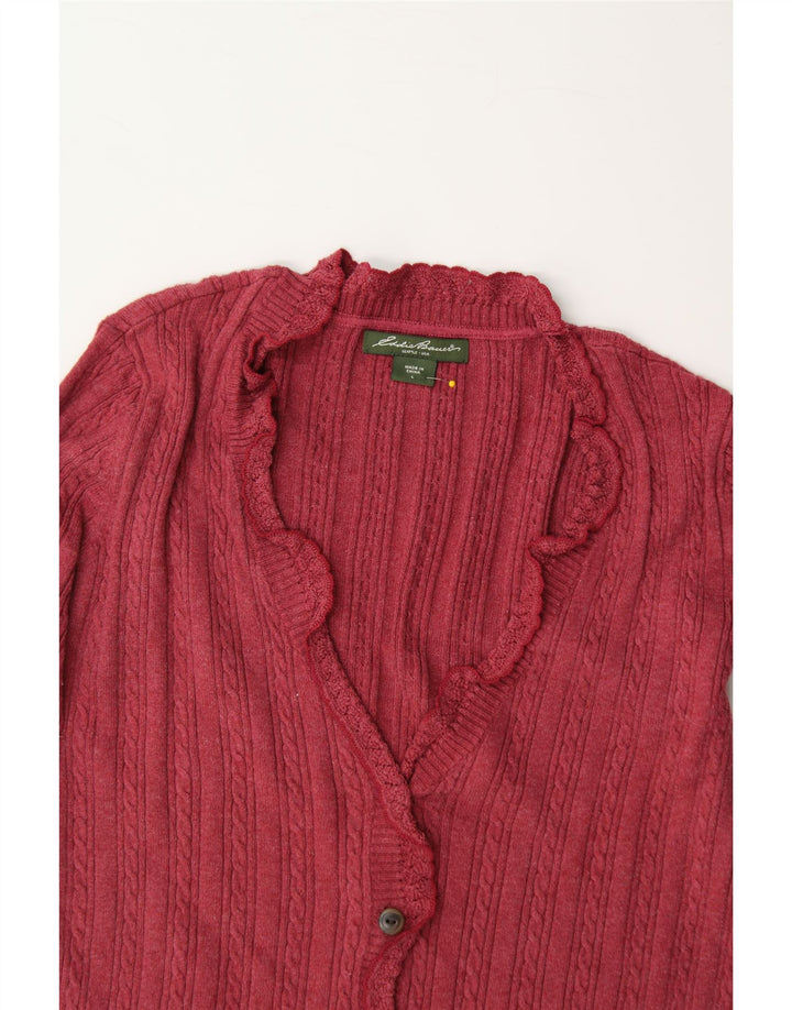 EDDIE BAUER Womens Cardigan Sweater UK 16 Large Red Cotton Vintage Eddie Bauer and Second-Hand Eddie Bauer from Messina Hembry 