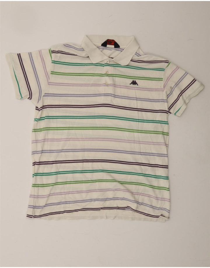 KAPPA Mens Polo Shirt Large Multicoloured Striped Cotton Vintage Kappa and Second-Hand Kappa from Messina Hembry 