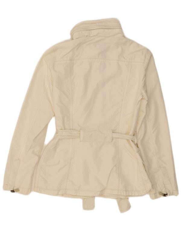 Zara Mujer Chaqueta Utilitaria Con Capucha UK 10 Small Off White Nylon