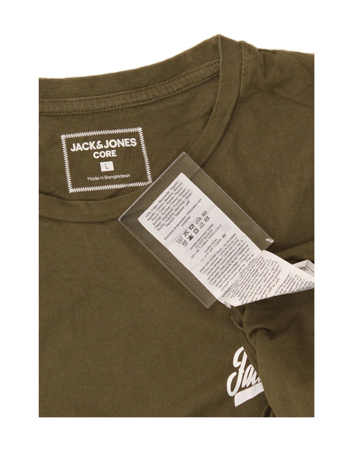 JACK & JONES Mens T-Shirt Top Large Green Cotton Vintage Jack & Jones and Second-Hand Jack & Jones from Messina Hembry 