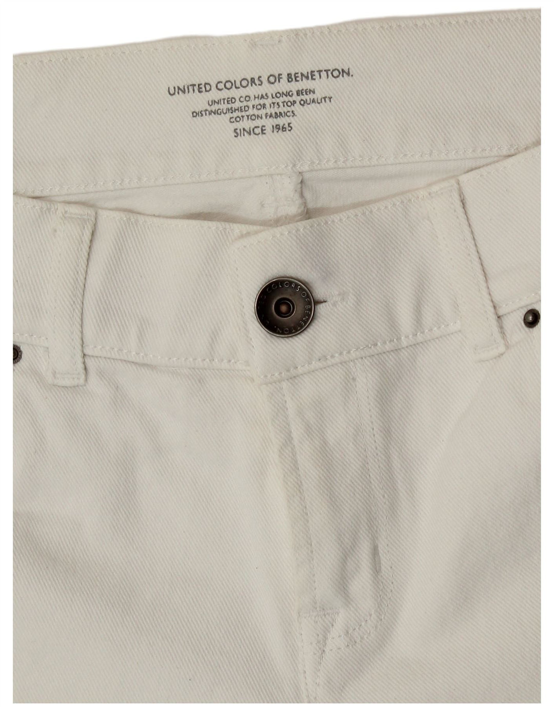 Benetton Pantalones Cortos De Mezclilla W32 Large Blanco Roto