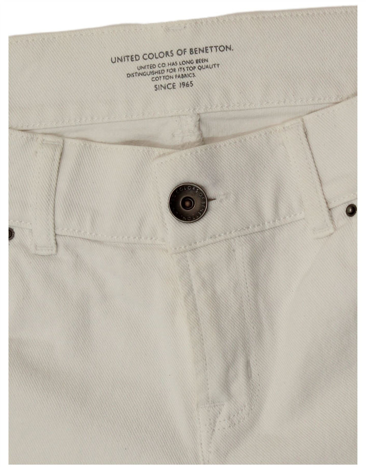 Benetton Pantalones Cortos De Mezclilla W32 Large Blanco Roto