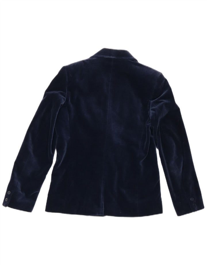 Jaeger Chaqueta Blazer de Terciopelo con 2 Botones para Mujer UK 8 Small Azul Marino Algodón