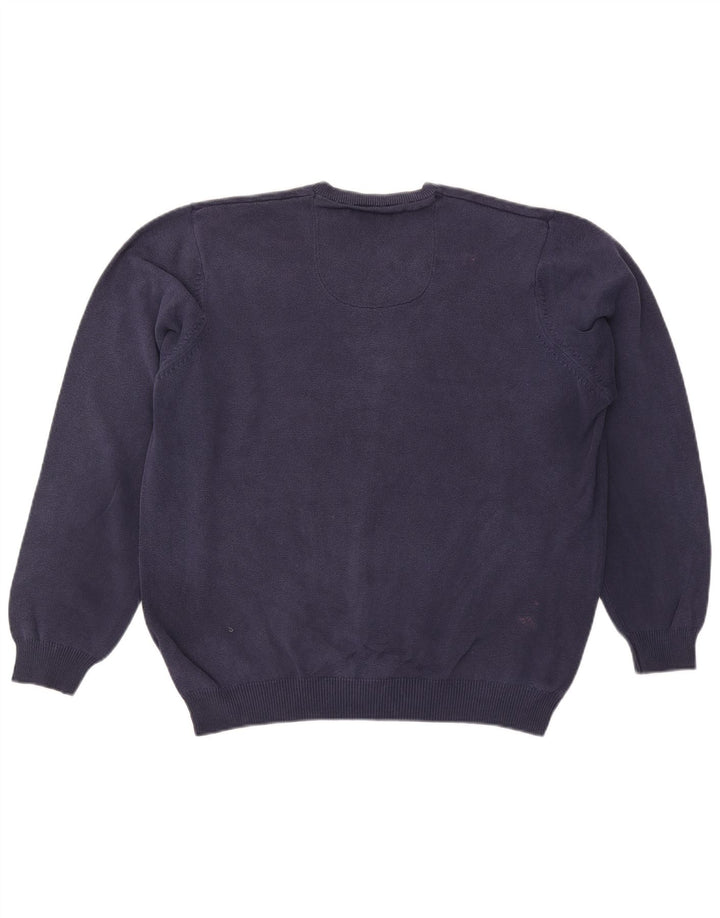 Marks & Spencer Jersey de corte regular con cuello en V para hombre, talla grande, azul marino