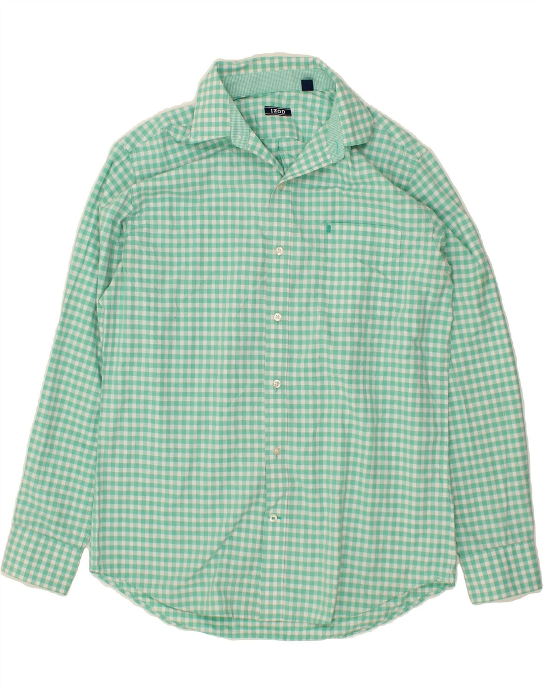 IZOD Mens Shirt Medium Green Check Cotton Vintage Izod and Second-Hand Izod from Messina Hembry 