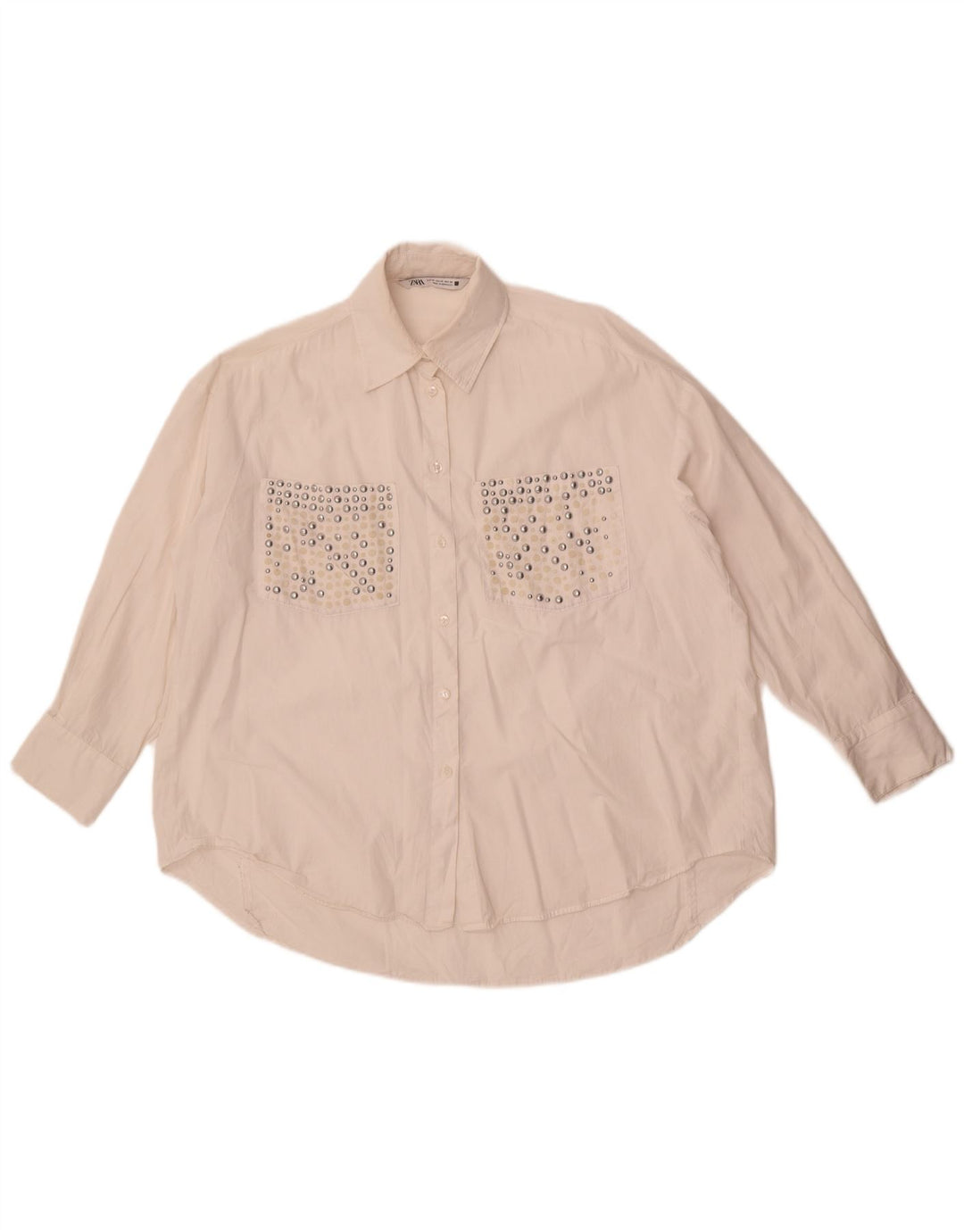 Zara Mujer Blusa Camisera Extragrande UK 6 XS Blanco