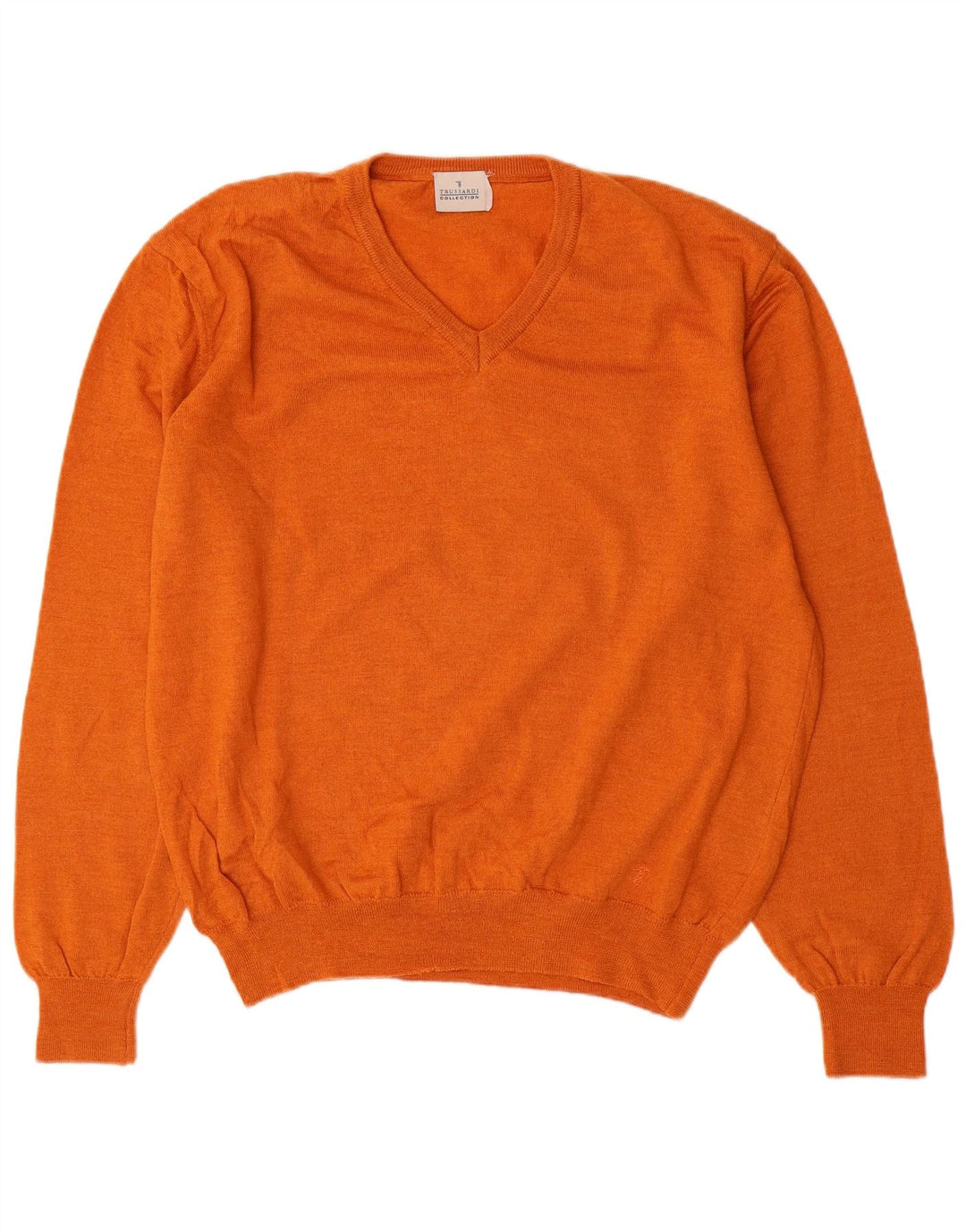 TRUSSARDI Jersey con cuello en V para mujer UK 20 2XL Lana naranja