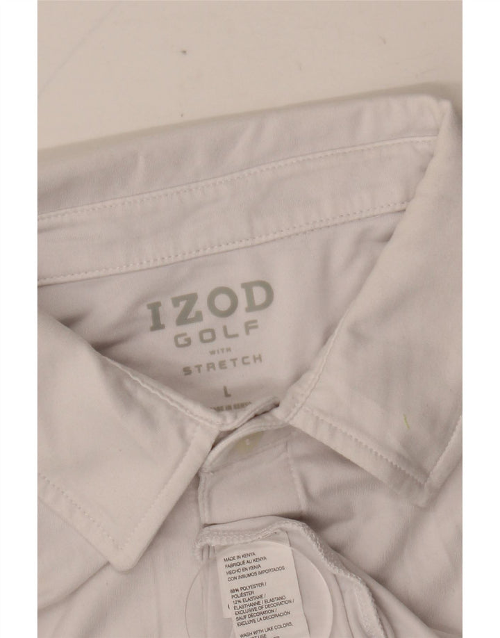 IZOD Polo para hombre de poliéster a rayas blancas grandes