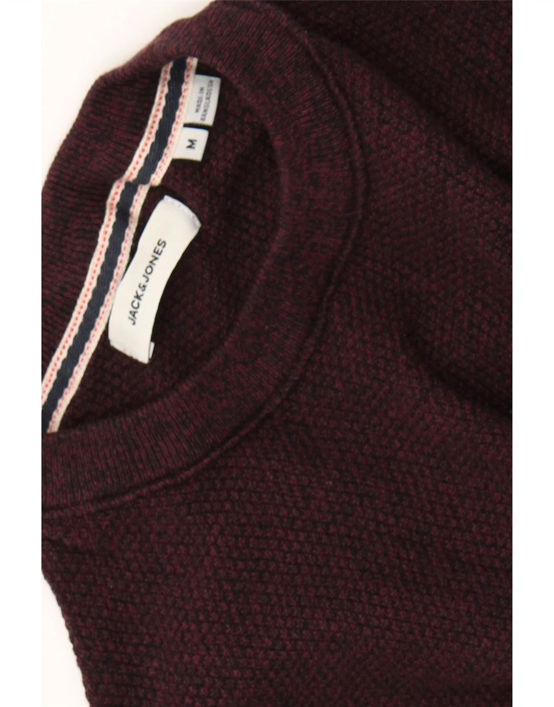 JACK & JONES Mens Crew Neck Jumper Sweater Medium Burgundy Cotton Vintage Jack & Jones and Second-Hand Jack & Jones from Messina Hembry 