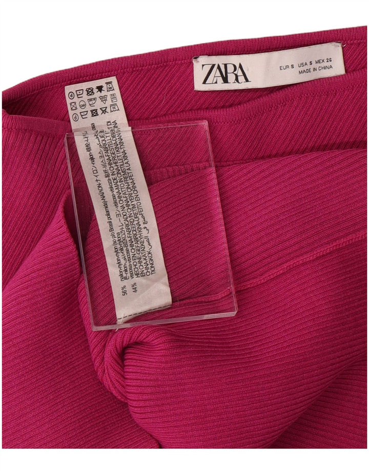 ZARA Top corto de un hombro para mujer UK 8 Small Nylon rosa