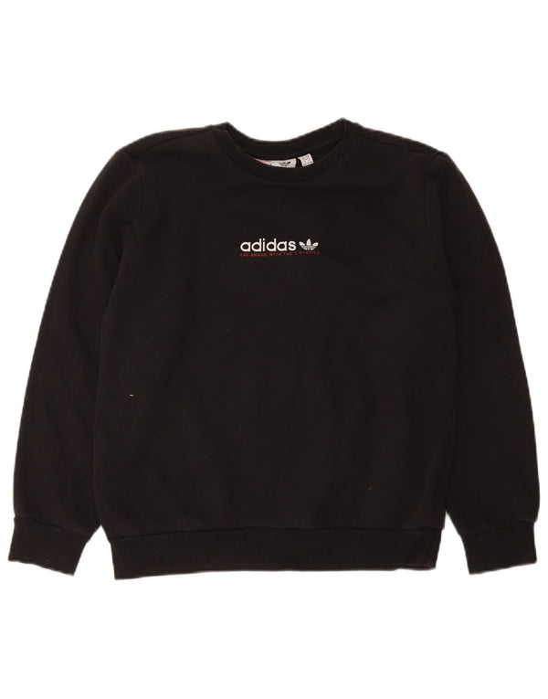 Adidas - Sudadera gráfica para niños (13-14 años, algodón), color negro