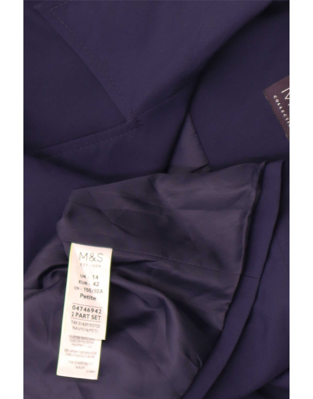 Marks & Spencer Gabardina corta para mujer UK 44 Grande Azul marino Poliéster