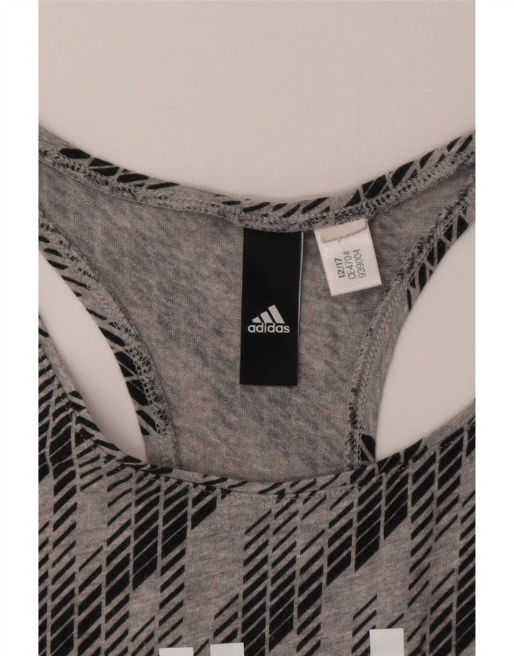 Adidas Mujer Gráfico Chaleco Top UK 12 Gris Medio Geométrico