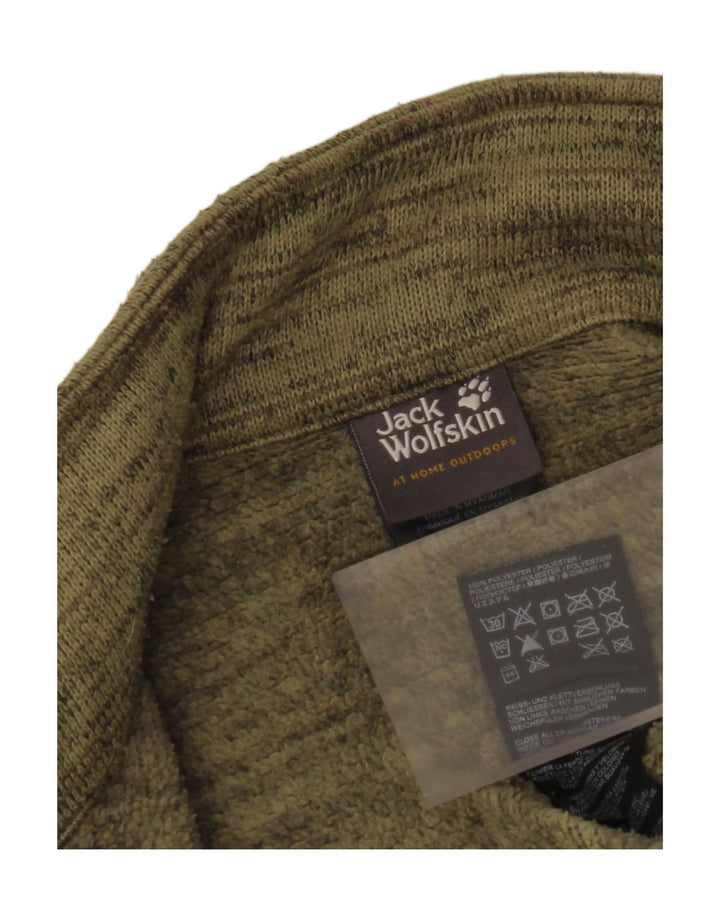 JACK WOLFSKIN Chaqueta de chándal para hombre pequeña de poliéster moteado de color caqui