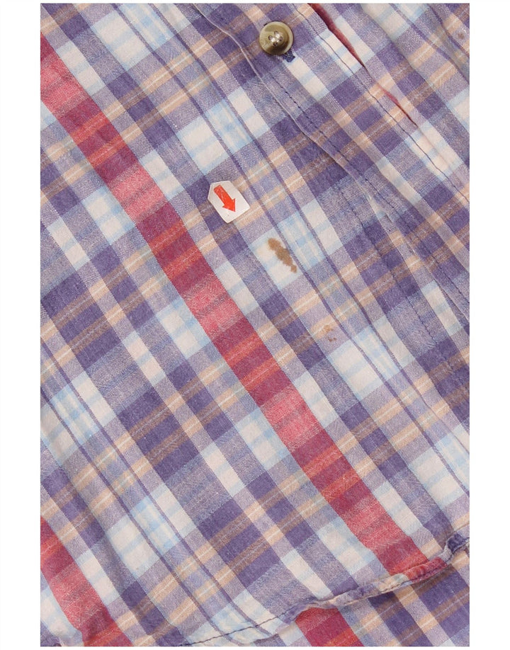 Fila Camisa de manga corta para hombre de algodón a cuadros multicolor mediano