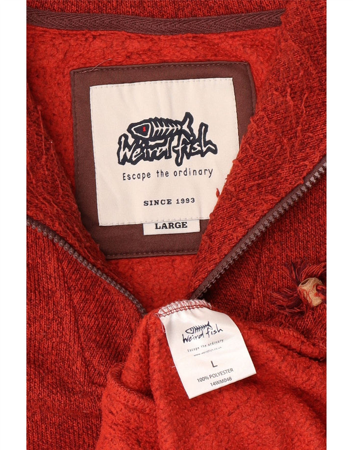 Weird Fish Sudadera con cuello y cremallera para hombre Jersey grande Poliéster moteado rojo