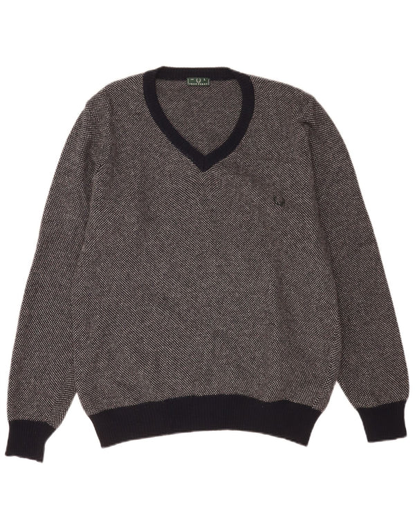 Fred Perry Jersey Con Cuello En V Para Hombre De Lana Moteada Azul Marino Grande