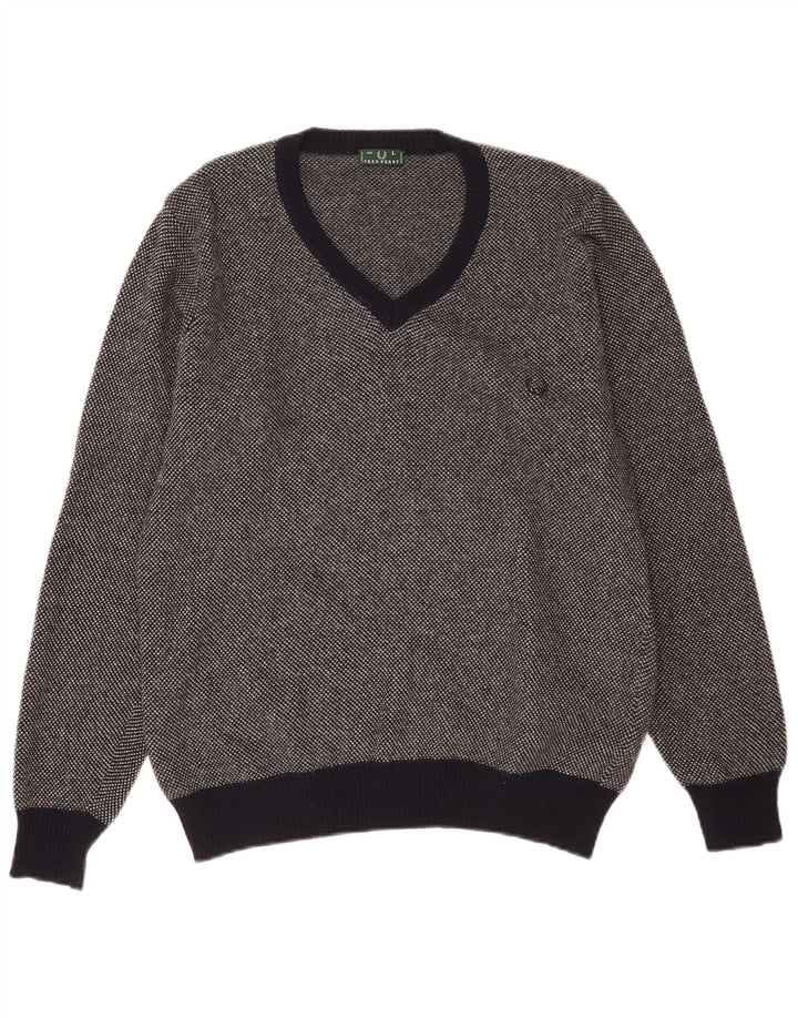 Fred Perry Jersey Con Cuello En V Para Hombre De Lana Moteada Azul Marino Grande