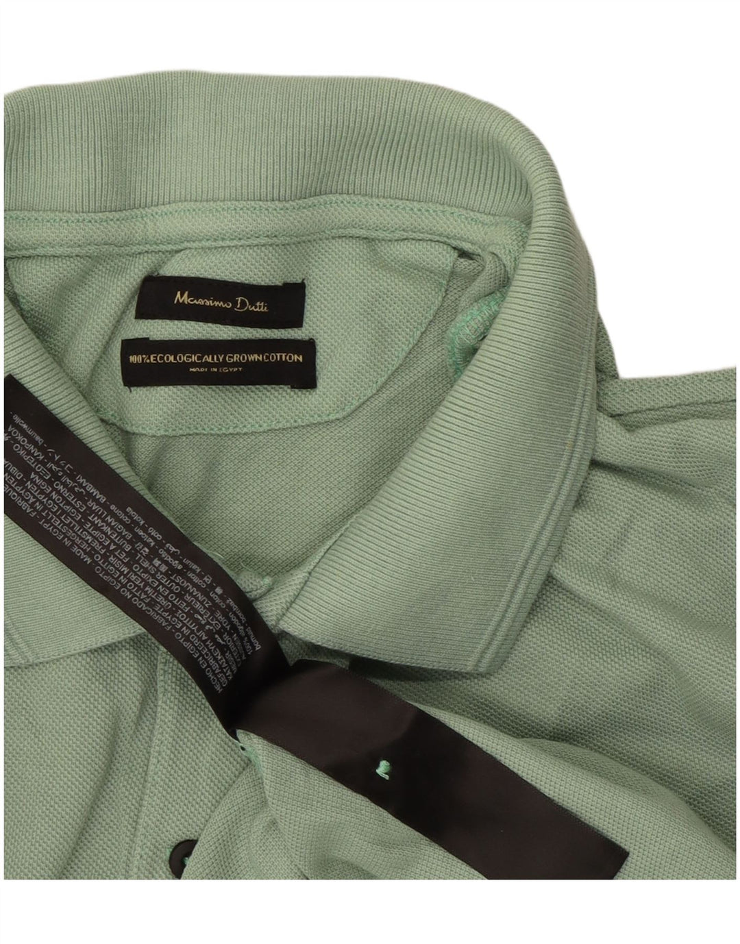 MASSIMO DUTTI Polo Hombre Grande Verde Algodón
