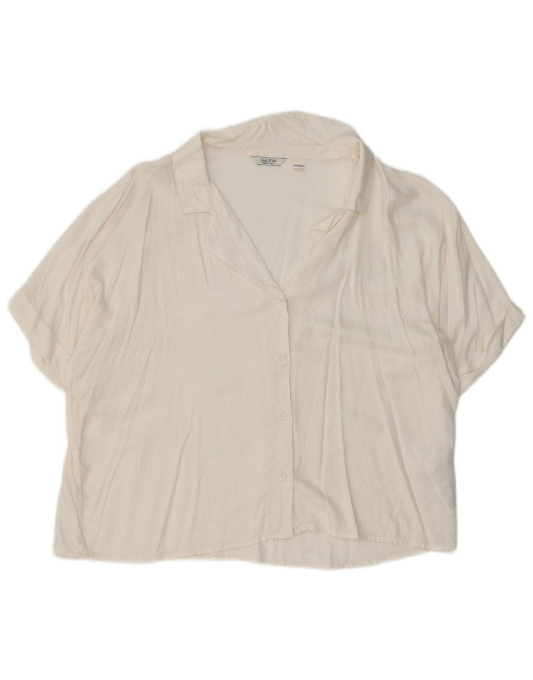 JACK WILLS Blusa camisera de manga corta para mujer UK 42 Viscosa blanca mediana