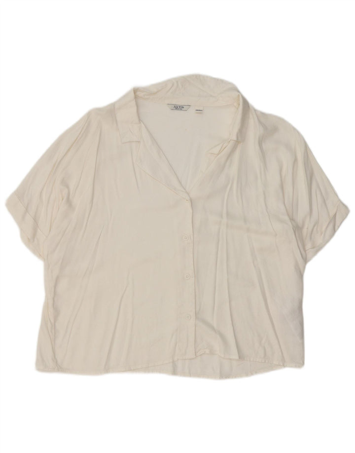 JACK WILLS Blusa camisera de manga corta para mujer UK 42 Viscosa blanca mediana