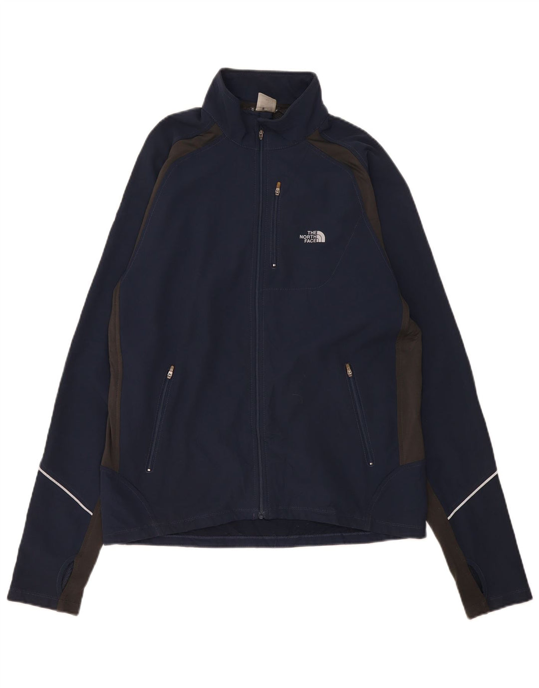 The North Face Chaqueta de chándal para hombre con diseño color block en azul marino mediano