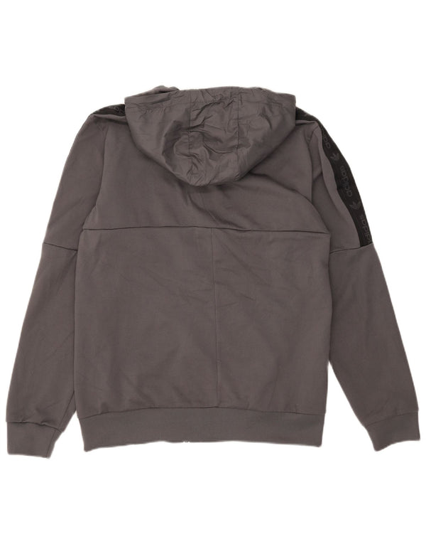Adidas Hombre Zip Sudadera Con Capucha Suéter Gris Medio Colorblock Poliéster