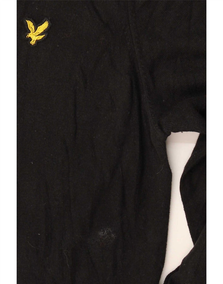 Lyle & Scott Jersey de cuello redondo para hombre de algodón negro mediano