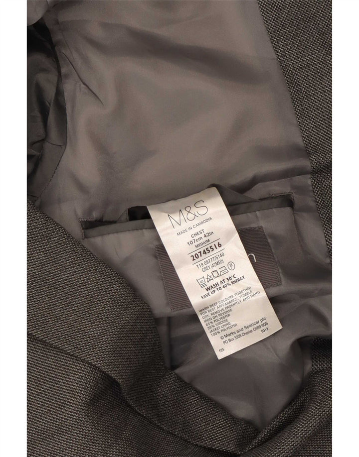 Marks & Spencer Chaqueta tipo blazer de 2 botones para hombre UK 42 Poliéster gris grande