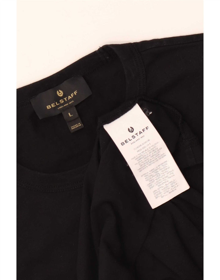 Belstaff - Camiseta gráfica para hombre, talla grande, algodón negro