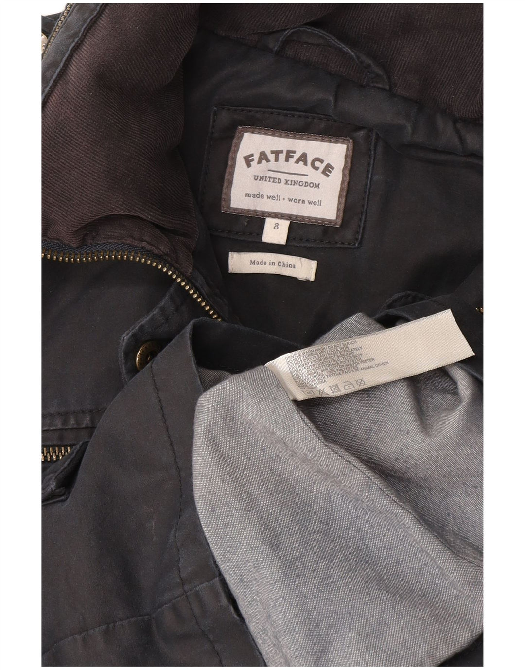 Chaqueta militar con capucha para mujer Fat Face UK 8 Small Gris Algodón