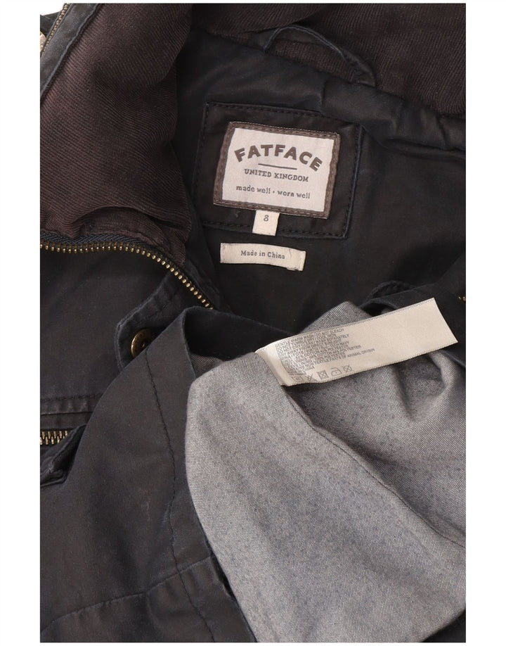 Chaqueta militar con capucha para mujer Fat Face UK 8 Small Gris Algodón