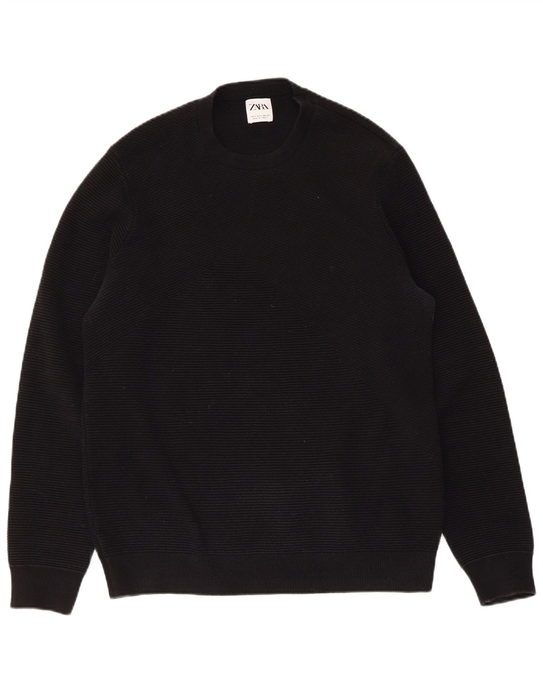 ZARA Hombre Jersey Cuello Redondo Jersey Small Algodón Negro