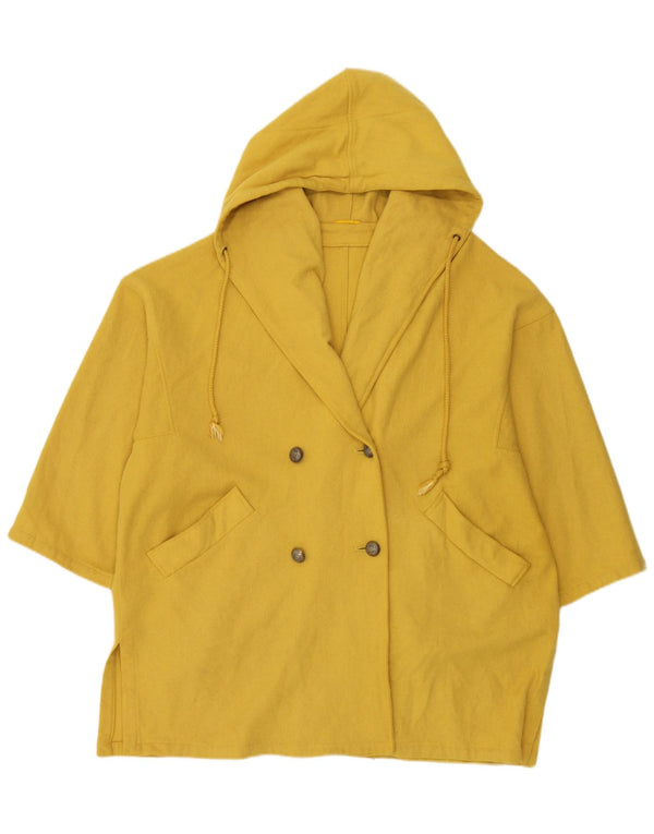 Marella Abrigo extragrande con capucha y doble botonadura para mujer, talla S, color amarillo