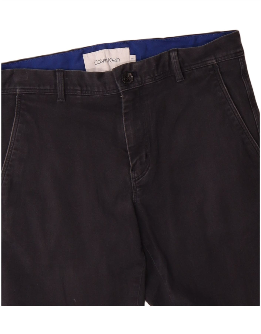 CALVIN KLEIN Pantalón chino delgado para hombre IT 46 Small W32 L30 Azul marino Algodón