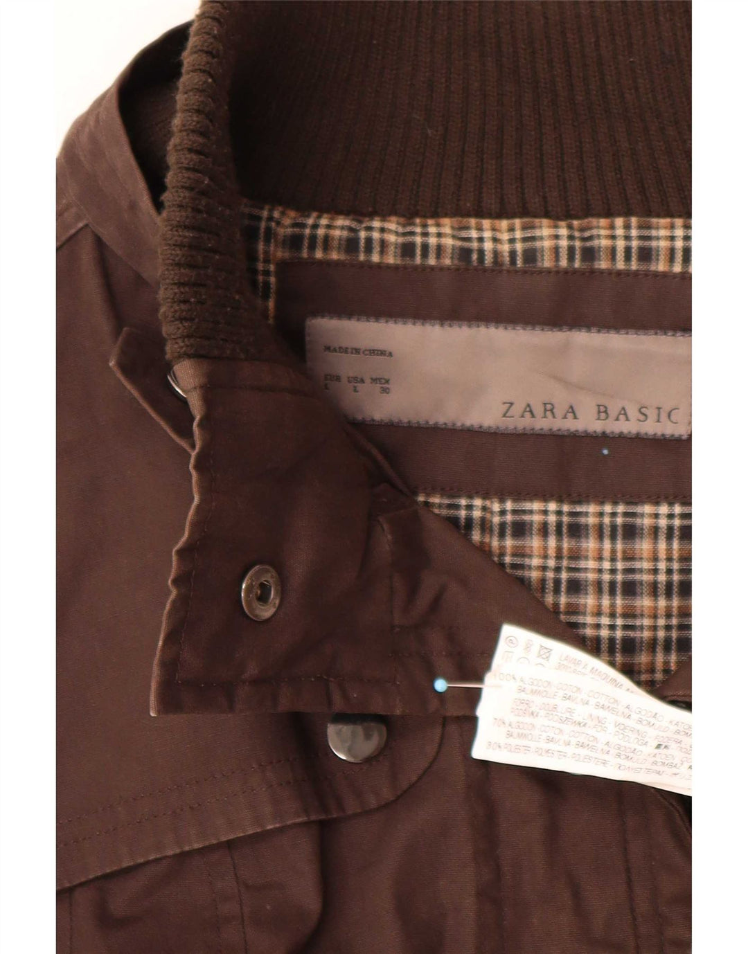 Zara Chaqueta utilitaria para mujer UK 44 Grande Algodón marrón