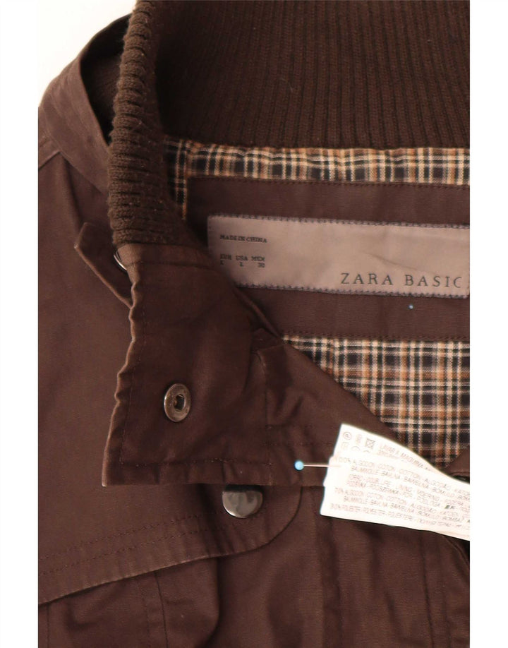 Zara Chaqueta utilitaria para mujer UK 44 Grande Algodón marrón
