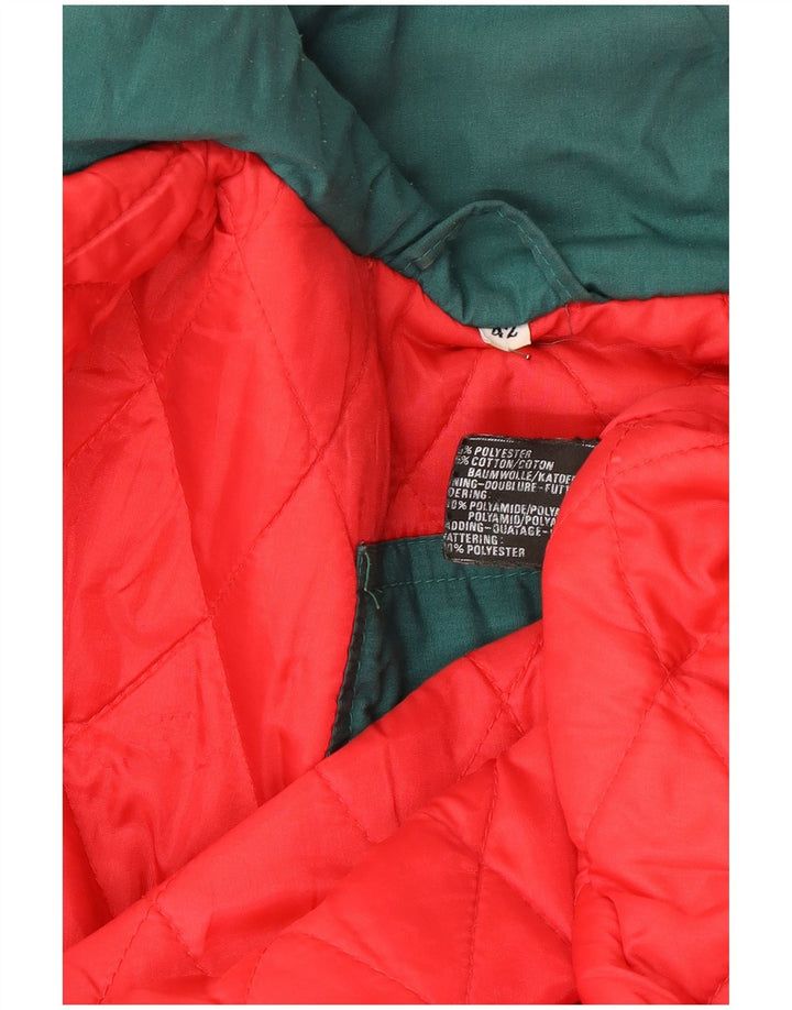 Vintage mujer chaqueta acolchada de gran tamaño EU 42 poliéster verde grande