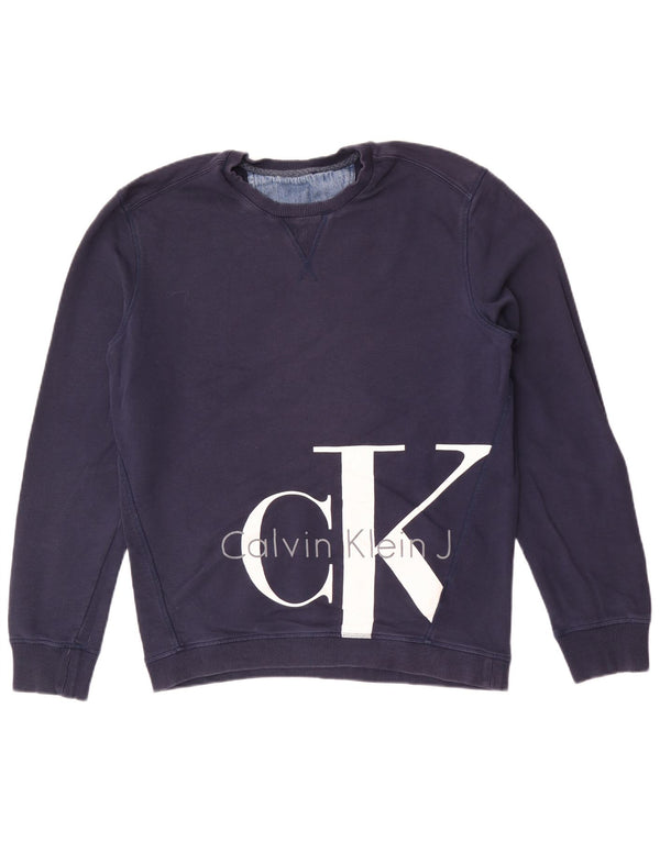 Calvin Klein - Sudadera gráfica para mujer, talla 40, talla grande, algodón azul marino