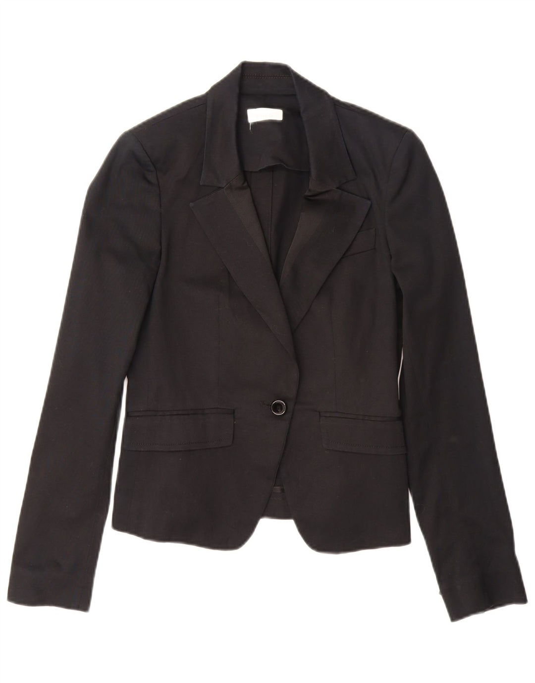 PINKO Chaqueta tipo blazer con 1 botón para mujer UK 10 Small Black Cotton