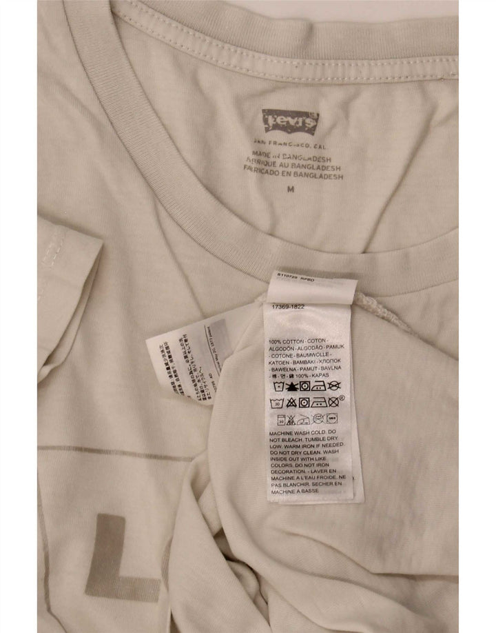 Levi's Camiseta gráfica para mujer Top UK 44 Algodón blanco mediano