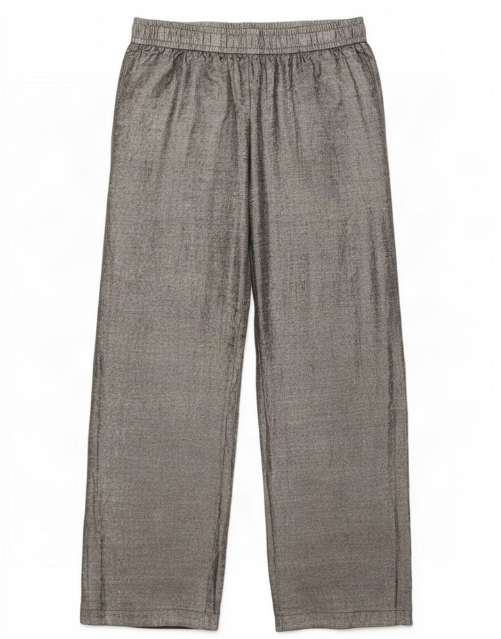 Zara Mujer Pantalón Ancho Ancho W30 L31 Poliéster Plateado
