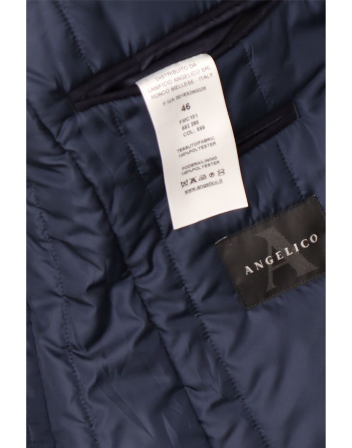 Angelico Chaqueta tipo blazer larga con 3 botones para hombre IT 46 Small Azul marino