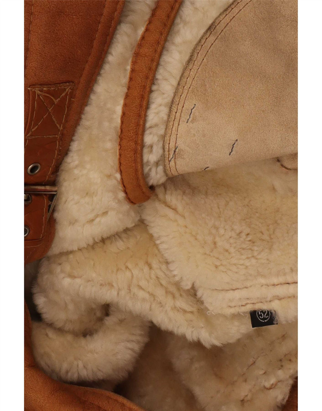 Chaqueta de piel de oveja vintage para hombre IT 52 XL Beige