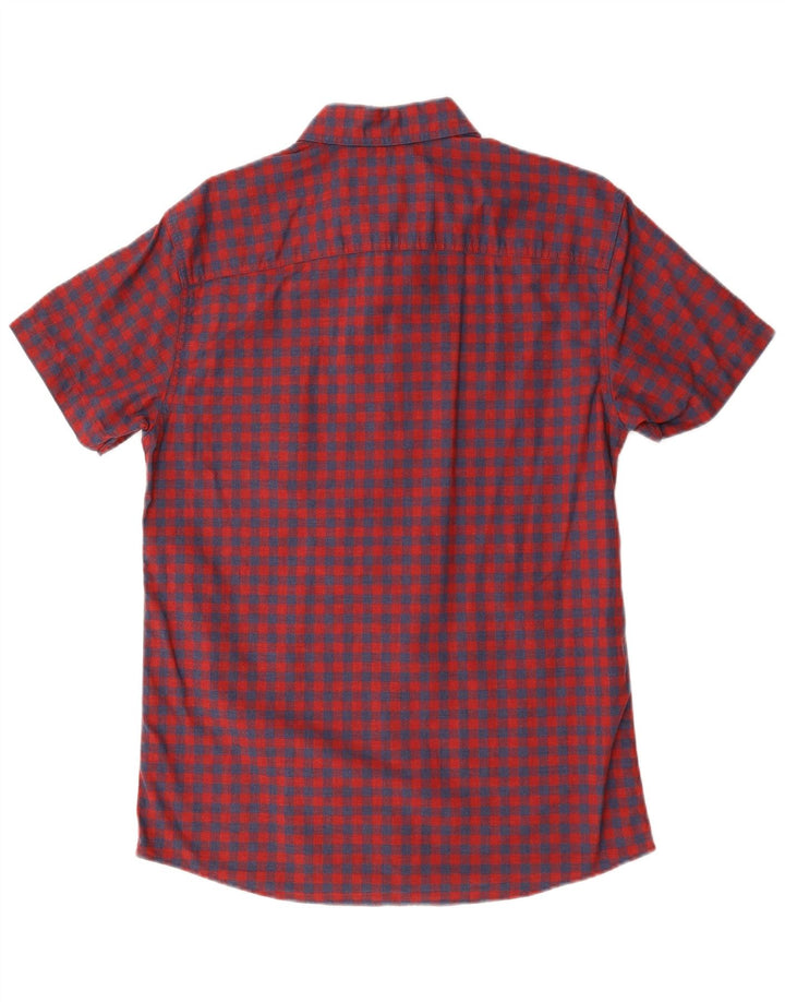 Jack & Jones Camisa de manga corta para hombre de algodón a cuadros rojo grande