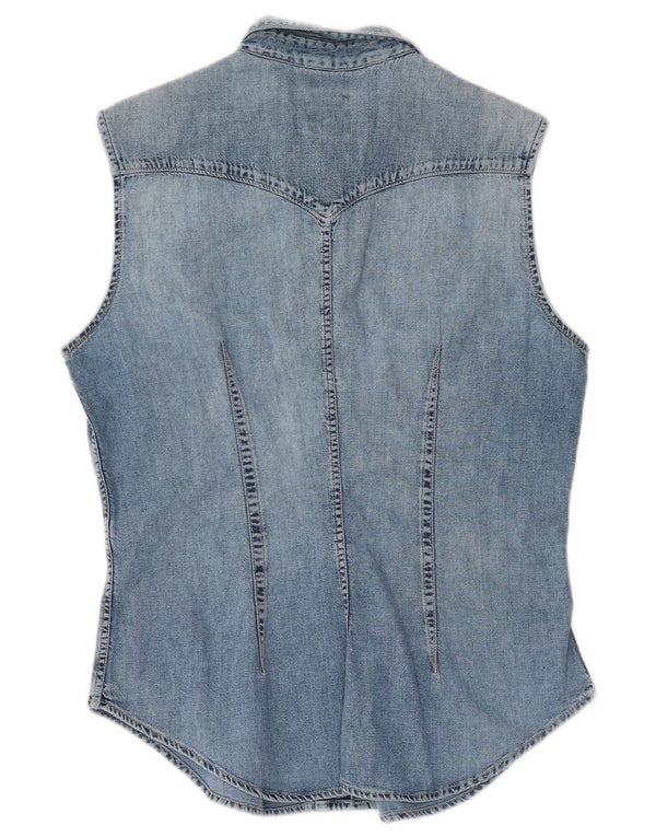 Camisa vaquera sin mangas para mujer Rifle UK 44 Algodón azul medio