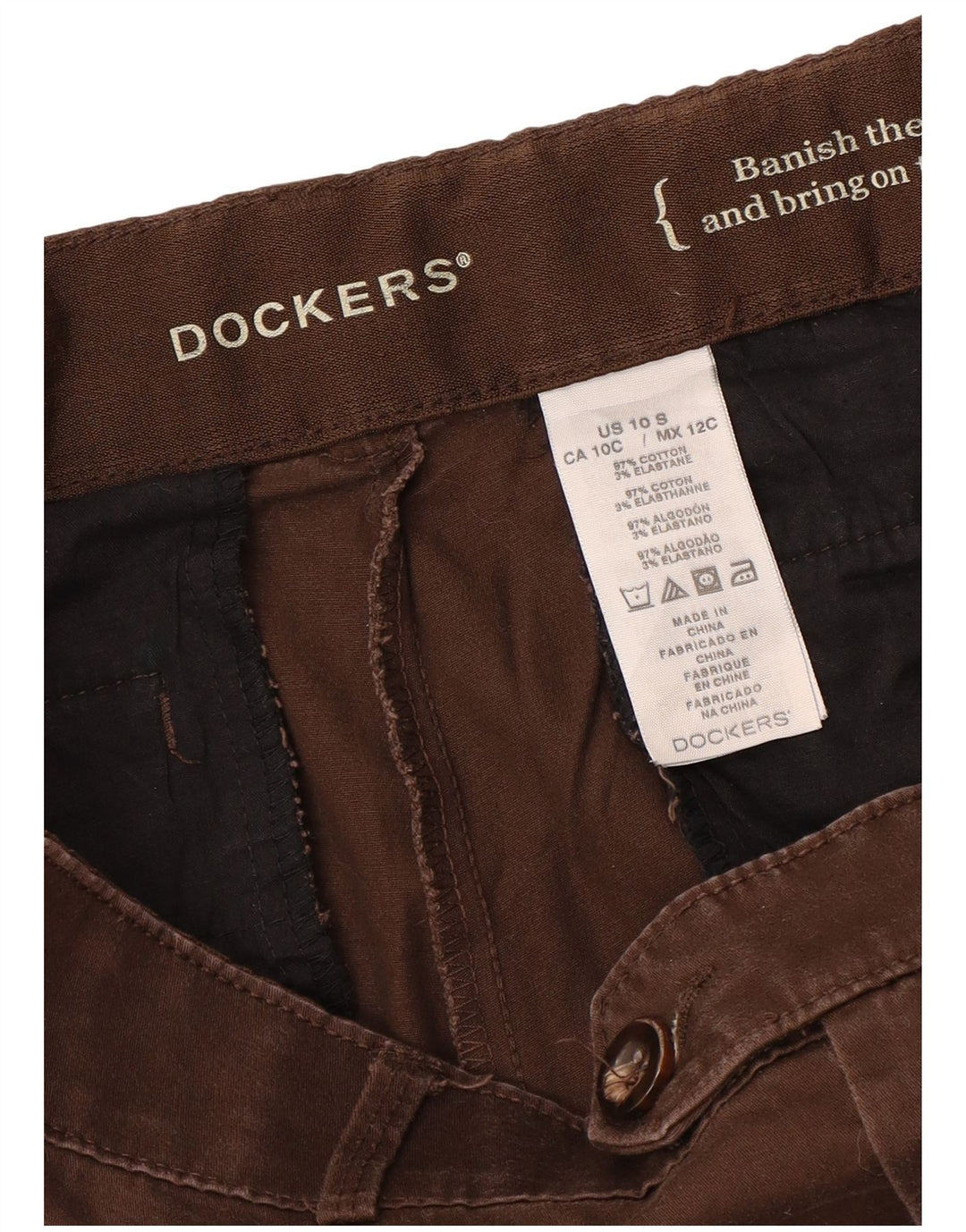 DOCKERS Pantalones casuales rectos para mujer US 10 Large W34 L29 Algodón marrón