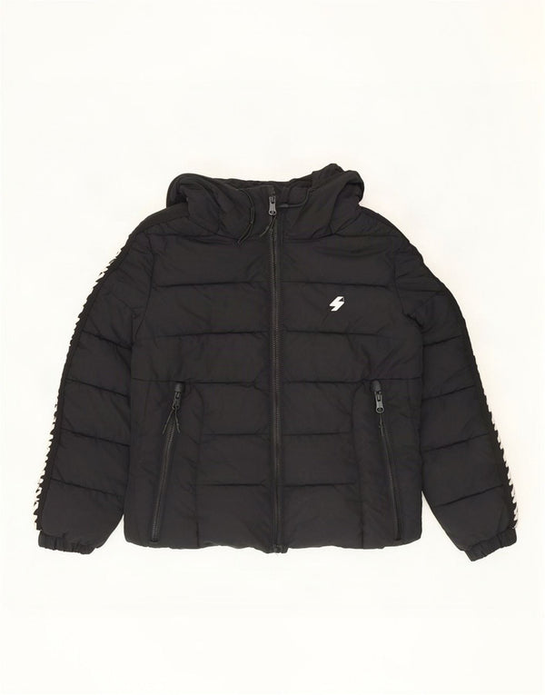 Superdry Chaqueta Acolchada Con Capucha Gráfica Para Mujer UK 8 Small Poliéster Negro