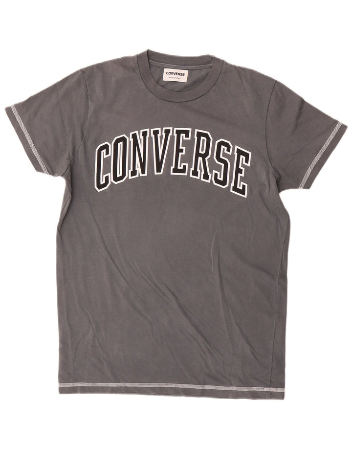 Converse - Camiseta gráfica para hombre, talla pequeña, algodón gris