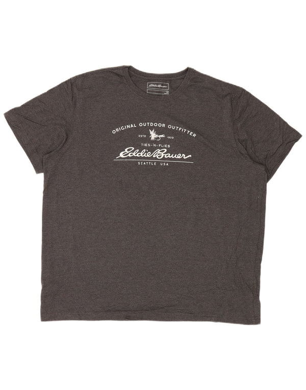 EDDIE BAUER Mens Graphic T-Shirt Top XL Grey Cotton